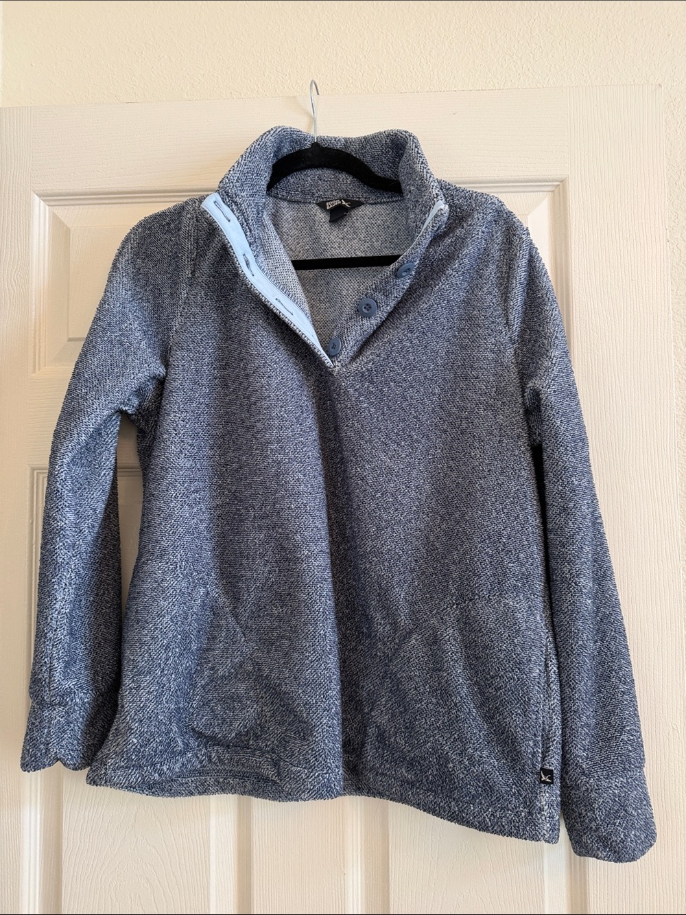 Eddie Baur - Women’s medium Quarter-button pull over sweater - Blue Heather
